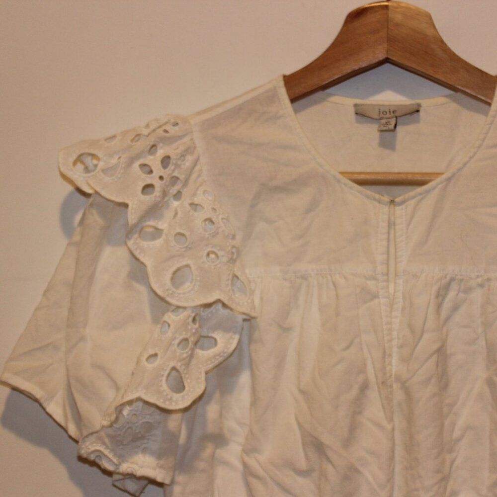 Joie White  Eyelet Embroidered Safia Babydoll Mini Dress Women's Size XS - Picture 8 of 14